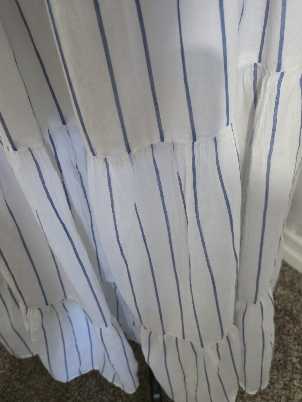 American Eagle Outfitters White Maxi Dress with Blue Stripes - Picture 5 of 11